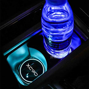 Luminous Car Water Cup Coaster Holder 7 Color USB Charging Car Logo Led Atmosphere Light For Volvo XC90 XC 90 Auto Accessories