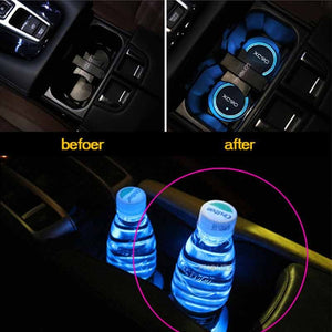 Luminous Car Water Cup Coaster Holder 7 Color USB Charging Car Logo Led Atmosphere Light For Volvo XC90 XC 90 Auto Accessories