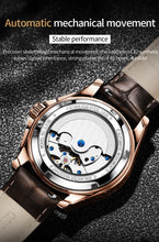 โหลดรูปภาพลงในเครื่องมือใช้ดูของ Gallery Top Brand OUPINKE Luxury Mechanical Watch Men Automatic Brown Leather Casual Waterproof Sport Moon Phase Wristwatch Reloj Hombre
