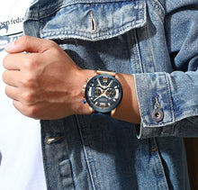 โหลดรูปภาพลงในเครื่องมือใช้ดูของ Gallery CURREN Casual Sport Watches for Men Blue Top Brand Luxury Military Leather Wrist Watch Man Clock Fashion Chronograph Wristwatch

