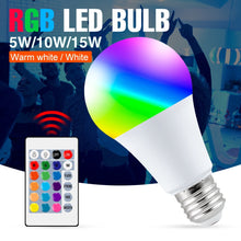 Load image into Gallery viewer, E27 RGB Light Bulb 220V LED Lamp 5W 10W 15W Lampara Led Magic Bulb Smart Light IR Remote Control Lamp Colorful Lighting For Home
