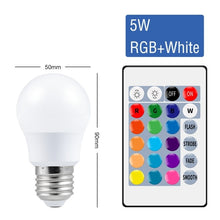 โหลดรูปภาพลงในเครื่องมือใช้ดูของ Gallery E27 RGB Light Bulb 220V LED Lamp 5W 10W 15W Lampara Led Magic Bulb Smart Light IR Remote Control Lamp Colorful Lighting For Home
