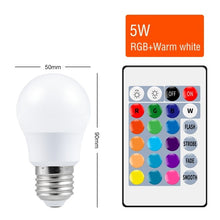 Load image into Gallery viewer, E27 RGB Light Bulb 220V LED Lamp 5W 10W 15W Lampara Led Magic Bulb Smart Light IR Remote Control Lamp Colorful Lighting For Home
