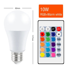 โหลดรูปภาพลงในเครื่องมือใช้ดูของ Gallery E27 RGB Light Bulb 220V LED Lamp 5W 10W 15W Lampara Led Magic Bulb Smart Light IR Remote Control Lamp Colorful Lighting For Home
