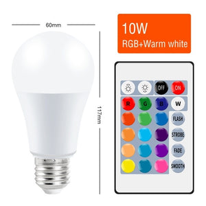 E27 RGB Light Bulb 220V LED Lamp 5W 10W 15W Lampara Led Magic Bulb Smart Light IR Remote Control Lamp Colorful Lighting For Home