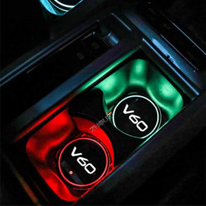 Luminous Car Water Cup Coaster Holder 7 Colorful USB Charging Car Led Atmosphere Light For Volvo V60 V 60 Auto Accessories