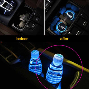 Luminous Car Water Cup Coaster Holder 7 Colorful USB Charging Car Led Atmosphere Light For Volvo V60 V 60 Auto Accessories