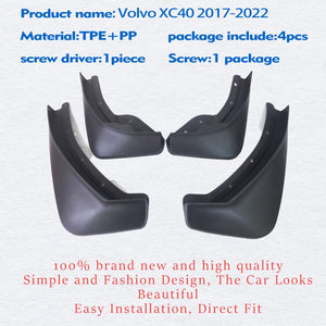 FOR Volvo XC40 2017-2022 Mudguard Fender Mud Flap Guards Splash Mudflaps Car Accessories Auto Styline Front Rear 4pcs Mudguards