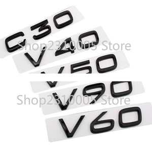 Car Trunk Letters Emblem C30 C40 C50 C60 C70 C80 C90 V30 V40 V50 V60 V70 V80 V90 Nameplate Logo Sticker for VOLVO Black Chrome