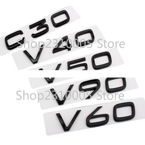 Car Trunk Letters Emblem C30 C40 C50 C60 C70 C80 C90 V30 V40 V50 V60 V70 V80 V90 Nameplate Logo Sticker for VOLVO Black Chrome