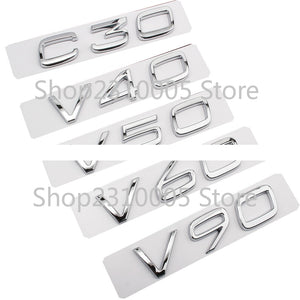Car Trunk Letters Emblem C30 C40 C50 C60 C70 C80 C90 V30 V40 V50 V60 V70 V80 V90 Nameplate Logo Sticker for VOLVO Black Chrome