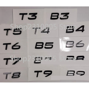 Car Trunk Letters Numbers Emblem T3 T4 T5 T6 T7 T8 T9 B3 B4 B5 B6 B7 B8 B9 ABS Nameplate Logo Sticker for VOLVO Black Chrome